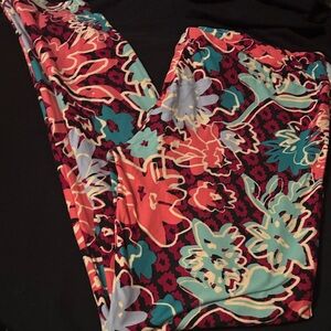 LuLaRoe Floral Leggings - Red, Blue, Black